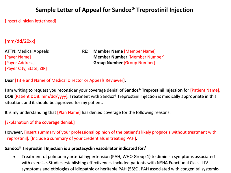 Sample Letter of Appeal template