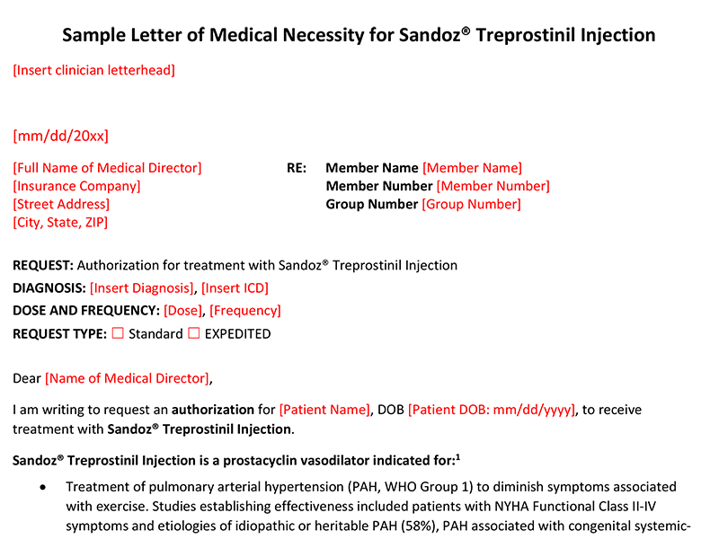 Sample Letter of Medical Necessity template